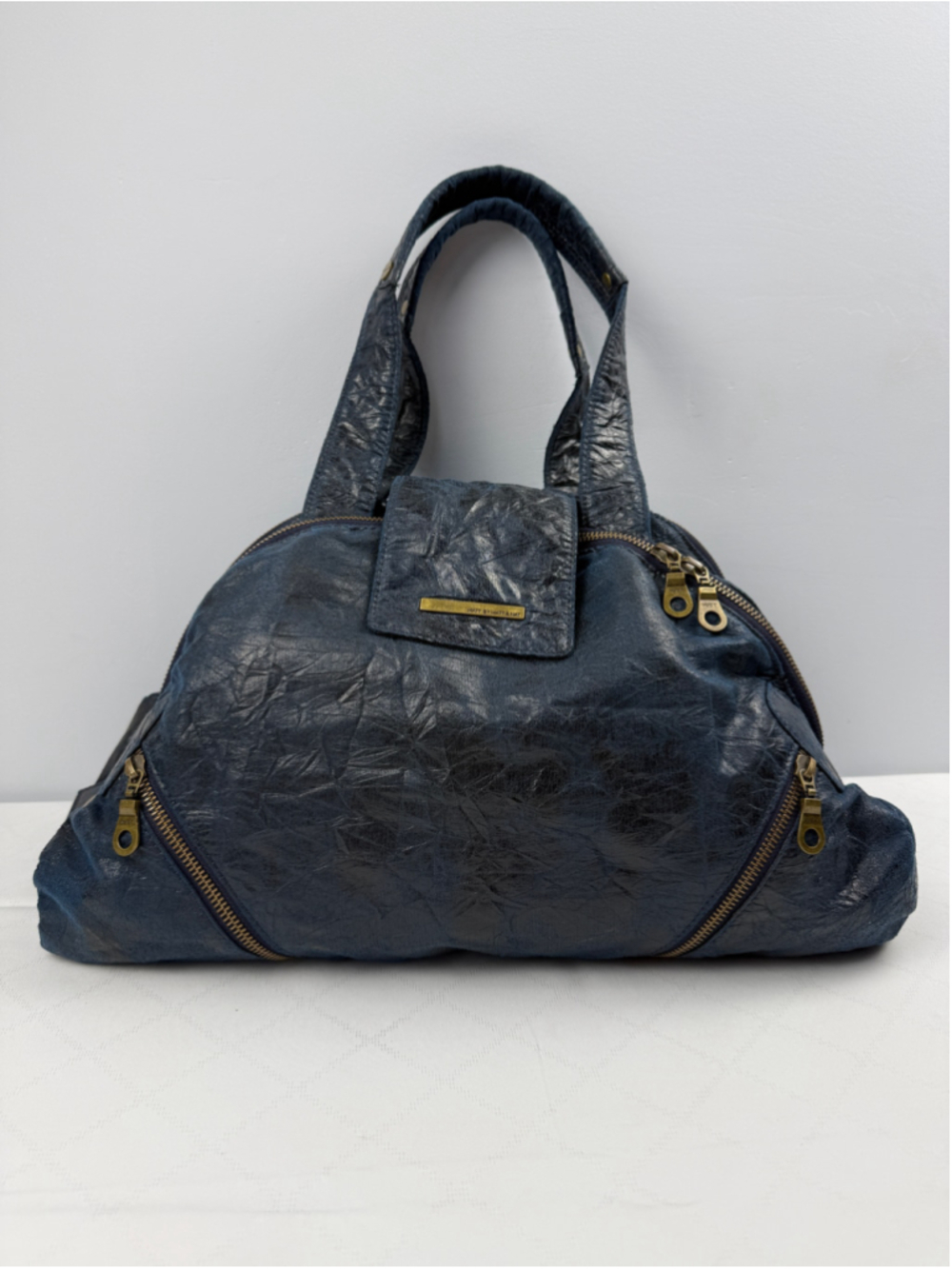 Matt By Matt & Nat Shoulder Hobo Bag Crinkle Vegan Leather Blue bronze
